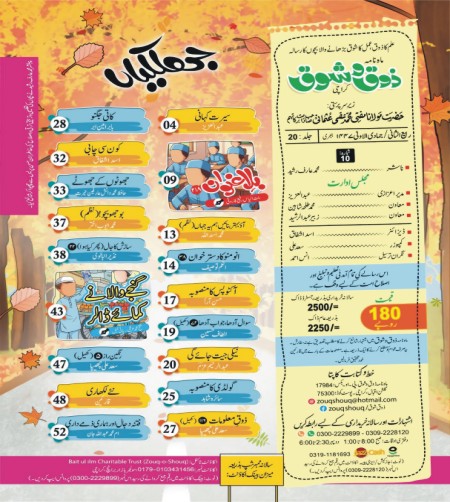 ماہنامہ ذوق و شوق اکتوبر 2025 پی ڈی ایف